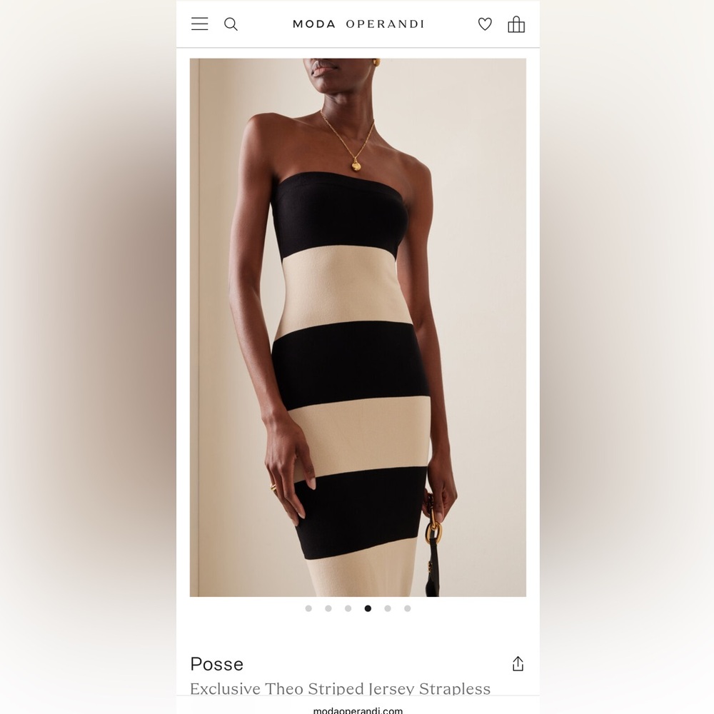 Posse Strapless Black and Cream Dress
